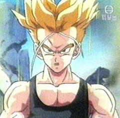 Trunks is facing the androids.