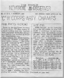 NEVERDIE OBSERVER  "C" IX Corps ARTY Champs