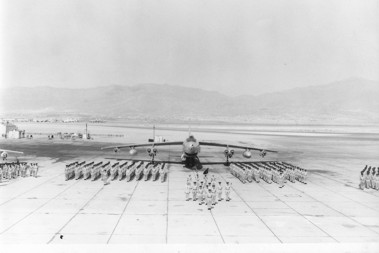 First B-47E to arrive at Biggs AFB