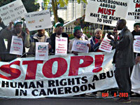 Cameroonians regularly protest (outside of Cameroon) against human rights violations suffered at the hands of the Biya regime.
