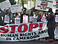 Protesters continue to raise awareness of Human Rights abuses in Cameroon.