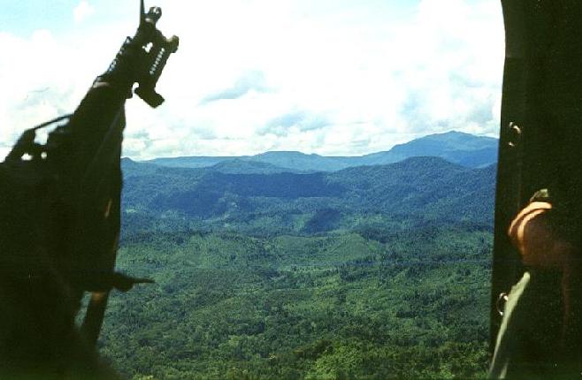 view of the Chaine Annamitique from an HMM-365 helicopter near the Laos-Vietnam border