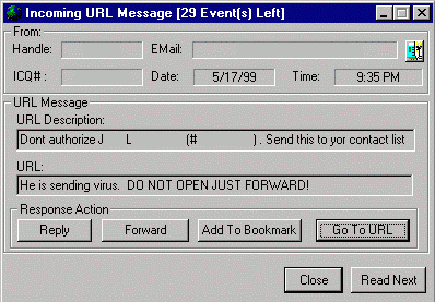 Joe Schmoe is sending virus url