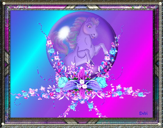 Snowglobe with little horse inside and Flowers