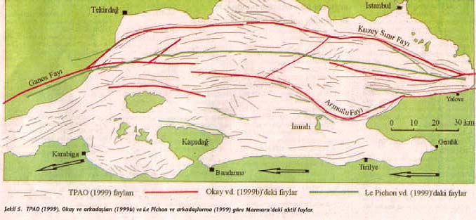 �ekil-5. Marmara'daki aktif faylar