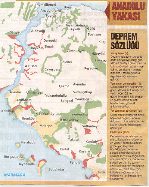 Anadolu yakas zemin haritas