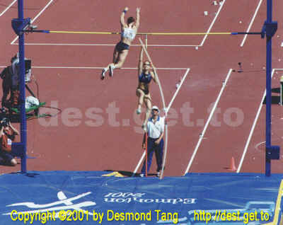 (8th IAAF Championships photo Women Pole Vault 01
339  Caroline Hingst of Germany GER  (cleared bar) 
847  Mary Sauer  USA )   
