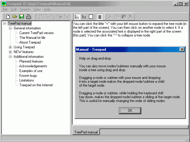 (screenshot Treepad)