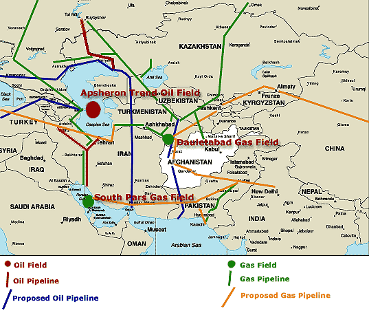 Map of Proposed Central Asian Pipelines