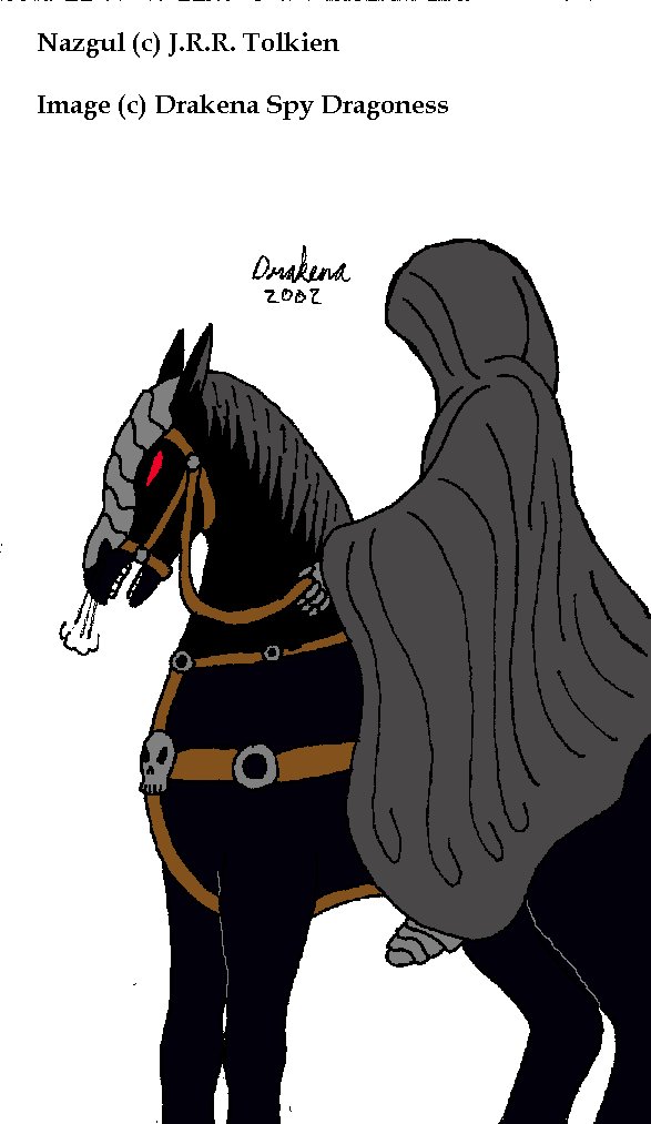 Drawing of a black rider