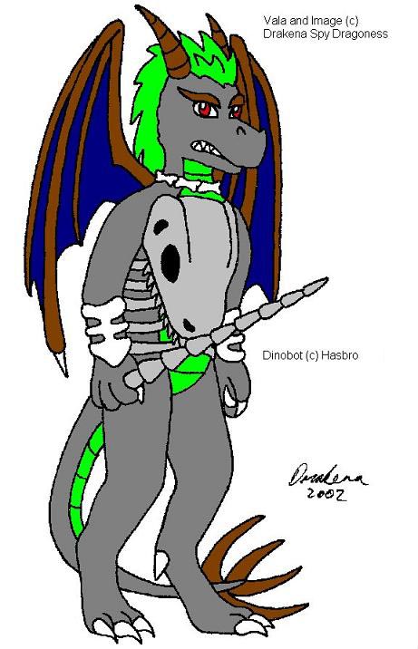 Vala in Dinobot's gear