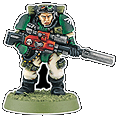 Space Marine scout of the Dark Angles chapter.