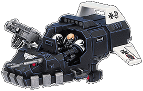 Space Marine land speeder of the Black Templars chapter.