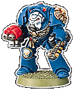Space Marine Terminator of the Ulatramarines chapter.