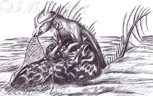 Dragonfish | A dragon is annoyed at the fishing nets found it its waters