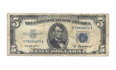 1953 Silver Certificate 5 Dollar Bill