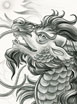 black and white asian dragon