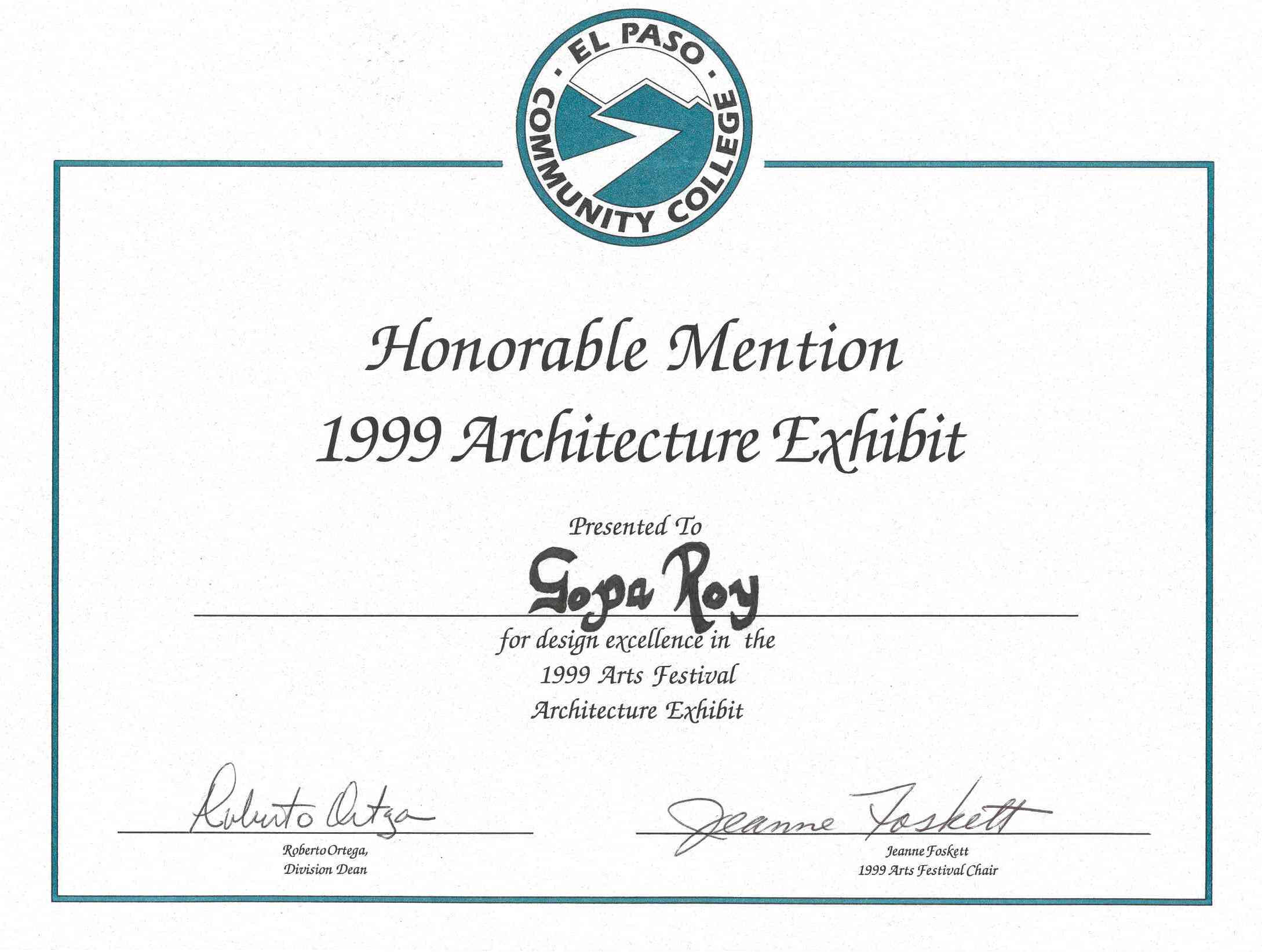 Architectural Exhibit : Honorable Mention