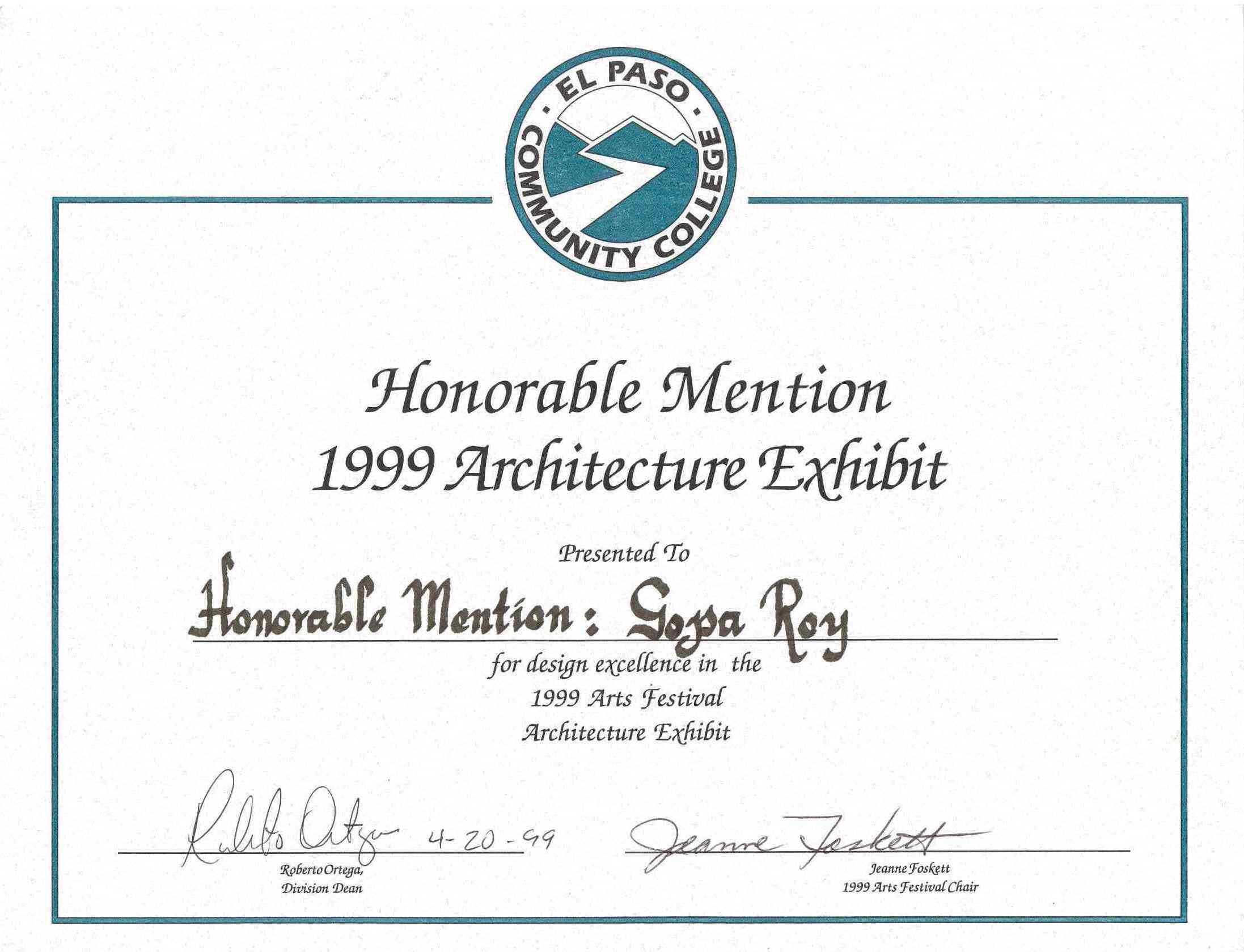 Architectural Exhibit : Honorable Mention