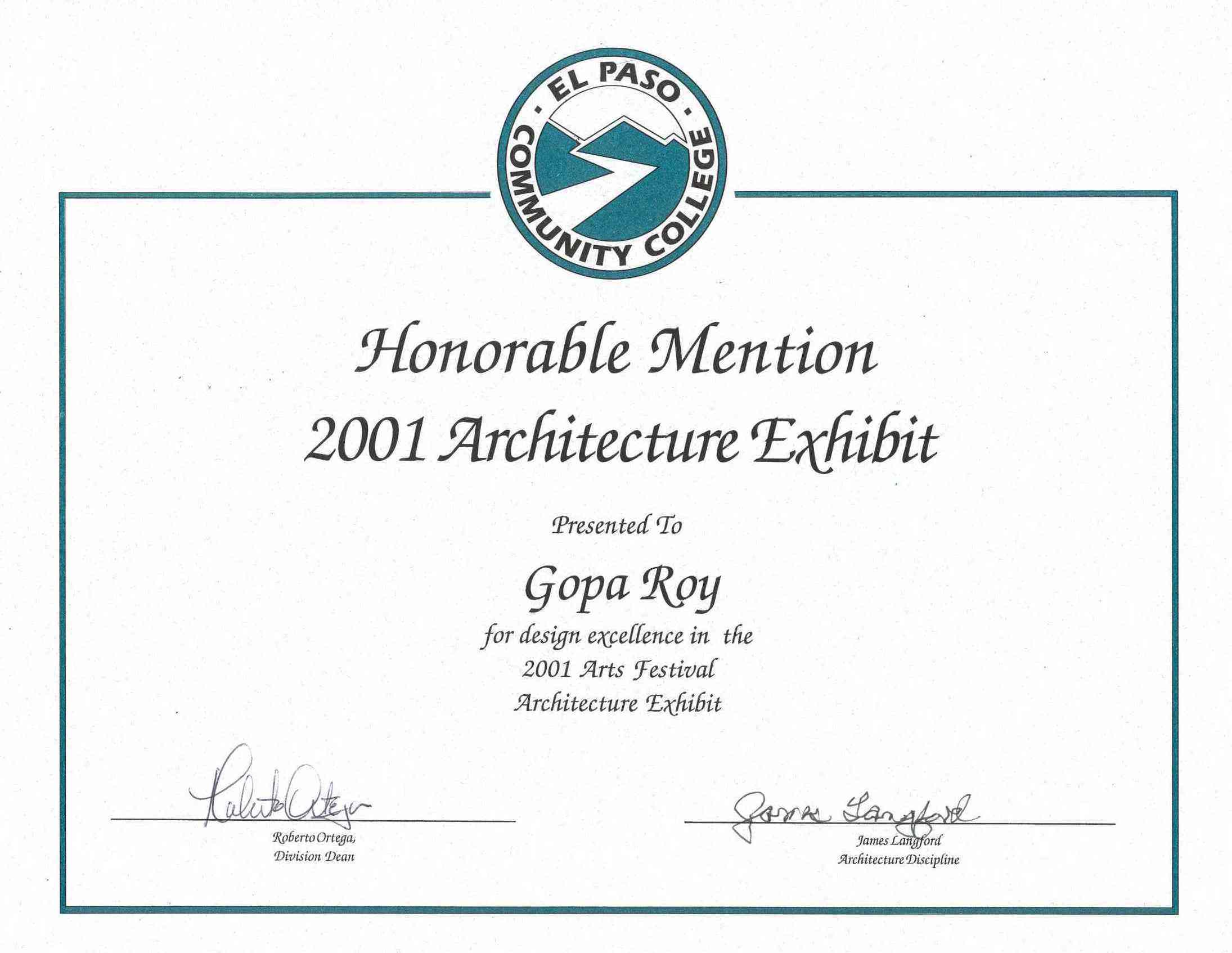 Architectural Exhibit : Honorable Mention
