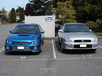 Brad's wrx on left