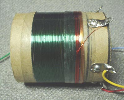Photo of the finished coil showing all three windings.