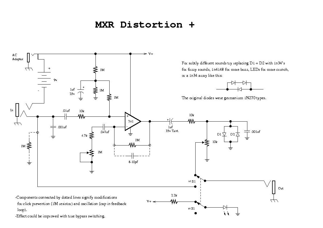 MXR DISTORTION PLUS SCH Service Manual Download, Schematics, Eeprom, MXR Di...