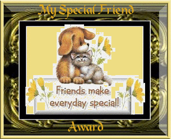 My Special Friend Award given to me by my cyberfriend of nearly SIX years,Linda(Time Traveller).<br>
Click on the award to go to her site,<br>
THE ENCHANTED MERMAID'S GROTTO.