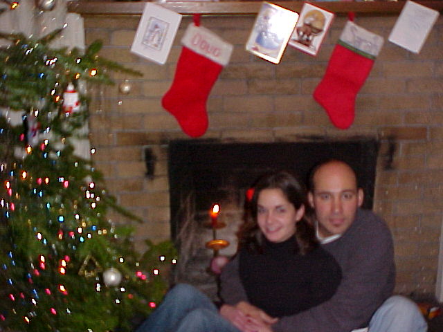 Sarah & Doug chillen by the fireplace