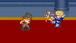 Louis backing up from Woody's combos