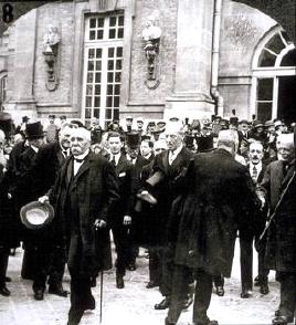 Allied leaders pictured leaving Versailles after the signing of the Peace Agreement on the 28 June 1919  