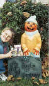 Mr. Pumpkin oversees Matthew and our UK visitors with this homemade tombstone