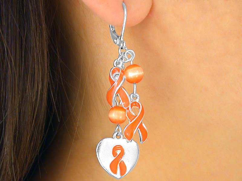 Orange Awareness Ribbon Flip-Flop for Lupus, Leukemia or Multiple Sclerosis Earring.