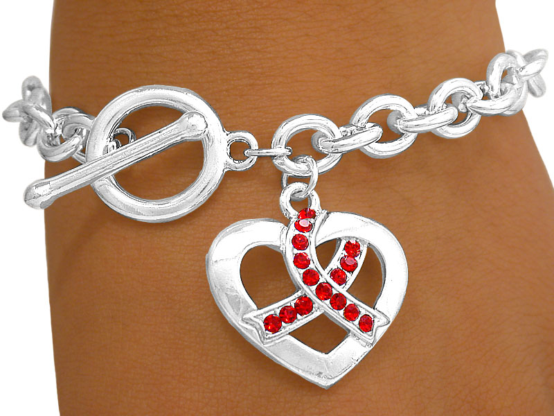 Austrian Crystal Ruby Red Aids Awareness Bracelet