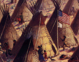 Detail from Robert Lindneux's painting showing Black Kettle's tipi