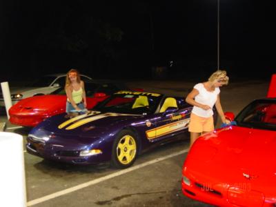 Me & Tammy wiping down the Vettes