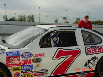 Kevin driving a Nascar