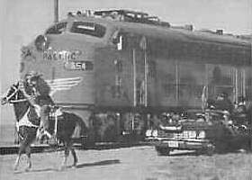 Buster the horse in Bronco Billy movie train scene