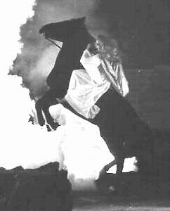 Ski the stunt horse rearing, stunt rider Martha Crawford