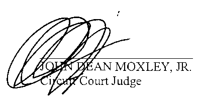 Judge John Dean Moxley Jr.'s signature as scanned from the original Order Granting State's Motion To Strike, Etc.