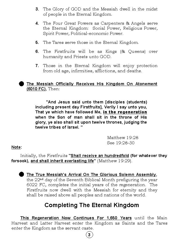 Synopsis Of The Future, Tomorrow's World Kingdom