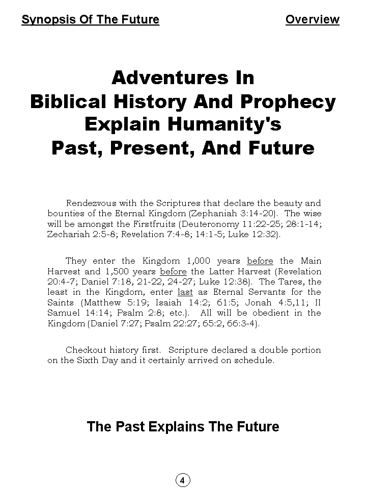 Synopsis Of The Future, Tomorrow's World Kingdom