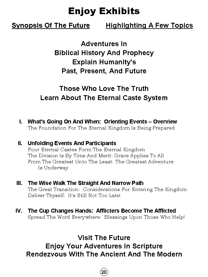 Synopsis Of The Future, Tomorrow's World Kingdom