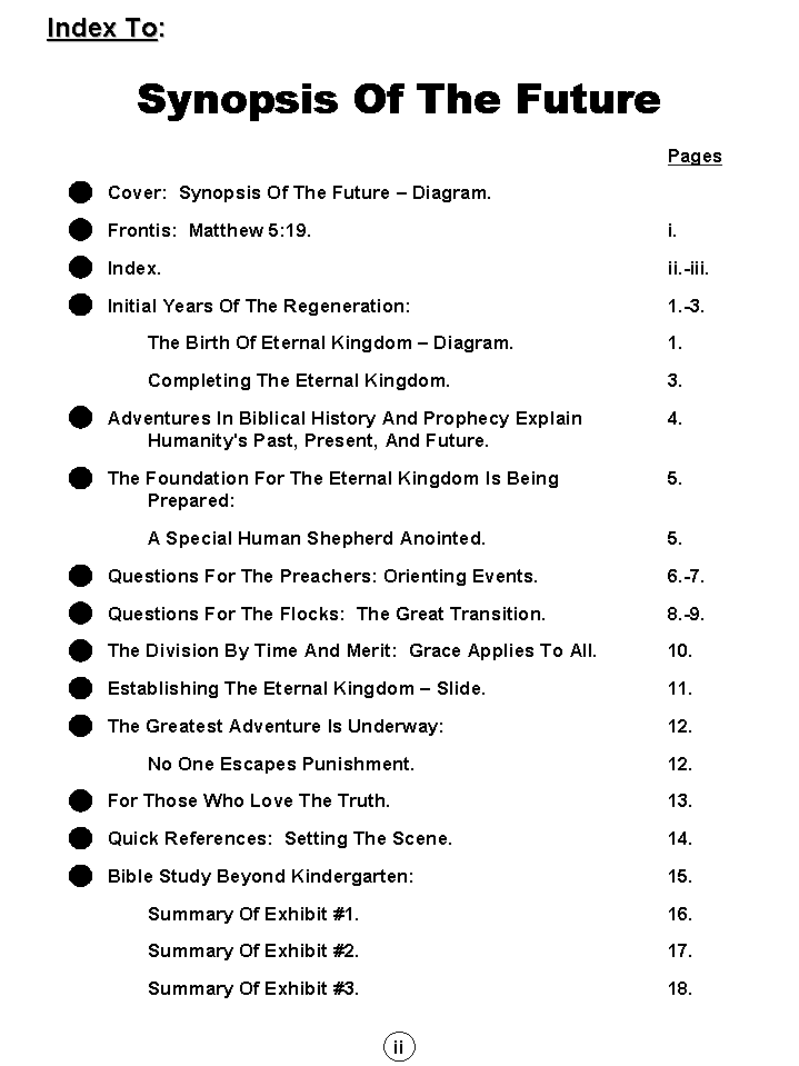 Synopsis Of The Future, Tomorrow's World Kingdom