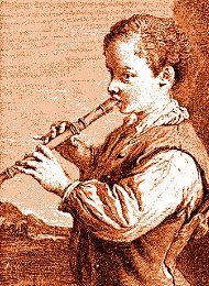 Le flûteur 'Le flûteur' (1740), engraving after Alexis Grimoux (1678-1733).