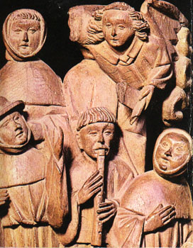 'The angel and the shepherds of Bethlehem' (circa 1430), woodcarving, circa 75 cm high, anonymus, English.