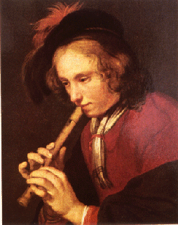 'Recorder player', Gerrit (Gerard) van Honthorst (also:Gherardo della Notte) (1590-1656). Located in a private collection in Bremen. 'Recorder player', Gerrit (Gerard) van Honthorst (1590-1656).