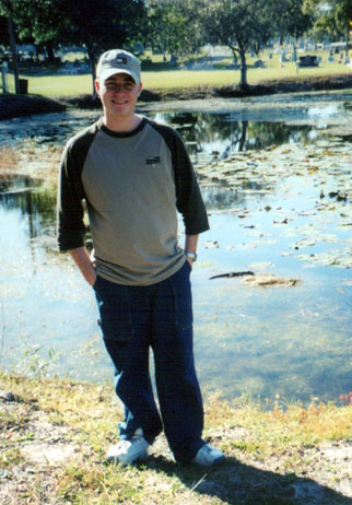 See the alligator behind Matthew?