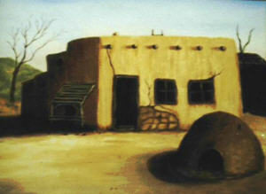 Acrylic Painting of Adobe With Oven