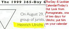 Le calendrier gay et lesbien/l'Agenda pour Aujourd'hui de Pomegranate, un des deux jours pour Ulrichs